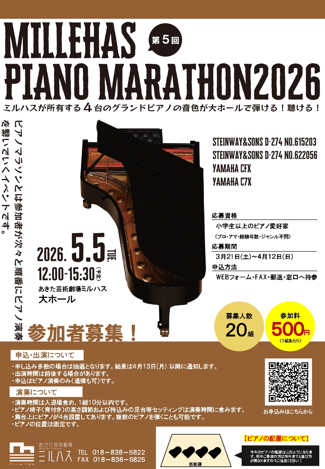 「第5回ミルハスピアノマラソン」のポスター